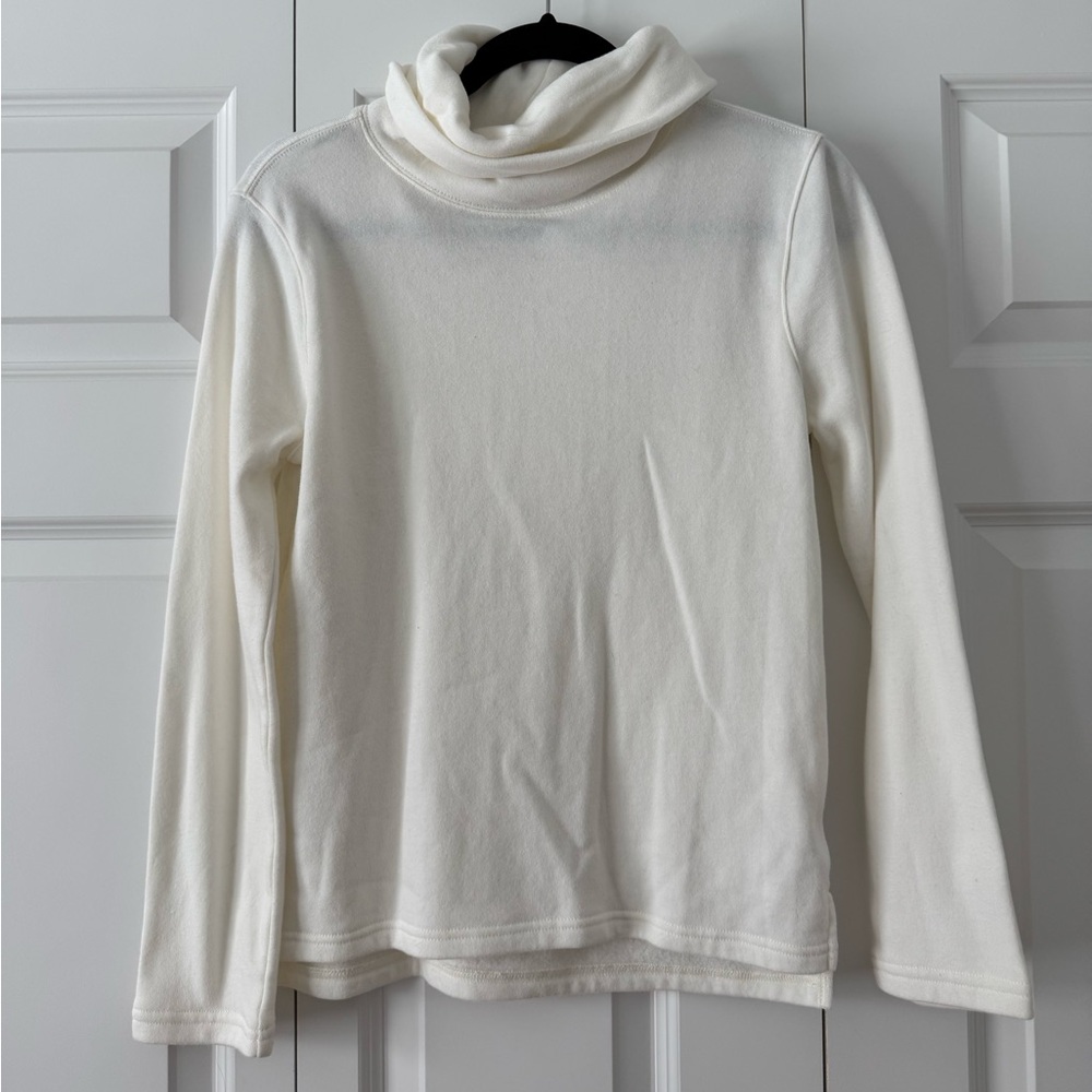 J. Crew Cream Turtleneck Fleece Lined Sweatshirt